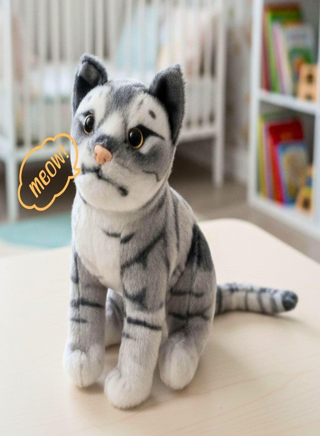 Tickles Cute Musical Sitting Cat with Meow Meow Sound Soft Stuffed Plush Animal Toy for Kids Boys & Girls Birthday Gift (Color: Grey Size: 25 cm) - Image 1